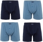Preview: 4 Herren 100 prozent Baumwoll Boxershort mit einer Bein-Öffnung extra weit in den Farben Marine und Himmelblau