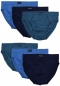 Mobile Preview: 6 Bequeme und weiche Herren Sportslips (Schlüpfer) in 3 blauen Farbtönen 100 Prozent Baumwolle