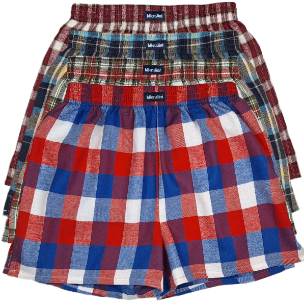 4 weiche Flanel Gewebte Boxer-Shorts Gross-Kariert in Vier Farb-Kombinationen 100 Prozent Baumwolle Flanell